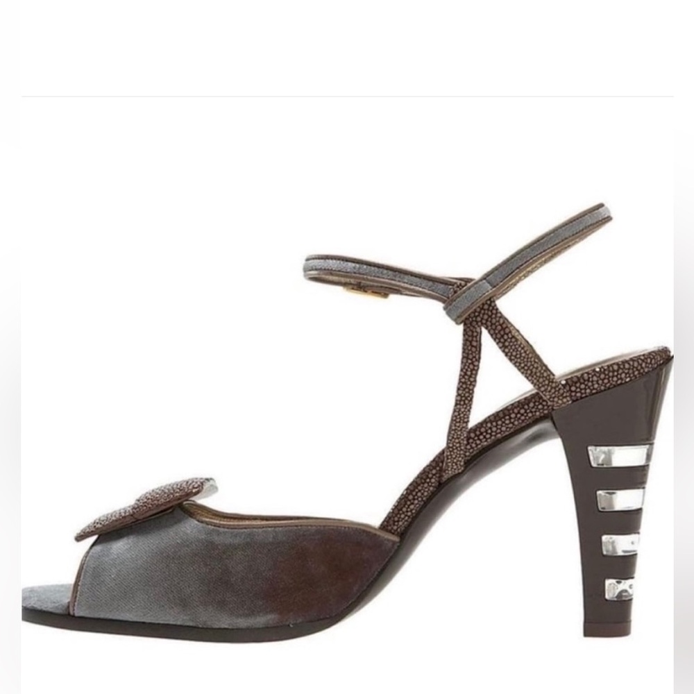 Salvatore Ferragamo Theodore Velvet Stingray Lucite Heels